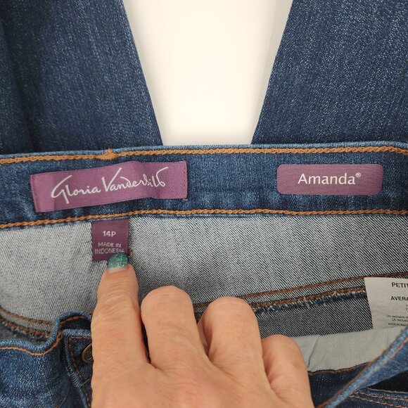 GLORIA VANDERBILT Amanda High Rise Mom Dark Wash Blue Jeans 14P NWT - Picture 9 of 10